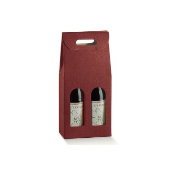 Scatola per 2 Bottiglie con Maniglia e Finestre